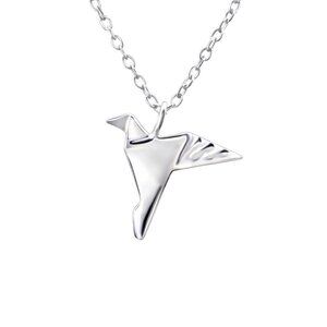 Sterling Silver Origami Bird Necklace